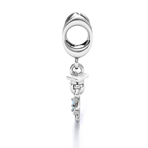 She Graduated! Bracelet Charm – Sterling Silver with Blue Topaz