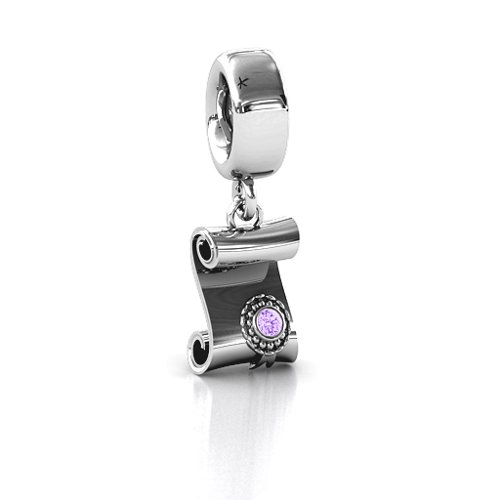 Proud Graduate Bracelet Charm – Sterling Silver with Amethyst