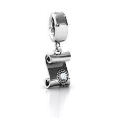 Proud Graduate Bracelet Charm – Sterling Silver with Cubic Zirconia