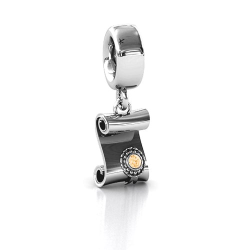 Proud Graduate Bracelet Charm – Sterling Silver with Citrine