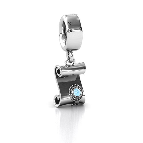 Proud Graduate Bracelet Charm – Sterling Silver with Blue Topaz