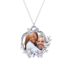 Round Cherry Blossom Photo Frame Necklace