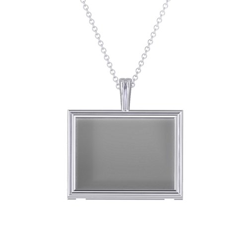 Classic Rectangular Photo Frame Necklace – Sterling Silver