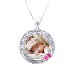 Round Engravable Filligree Photo Frame Necklace