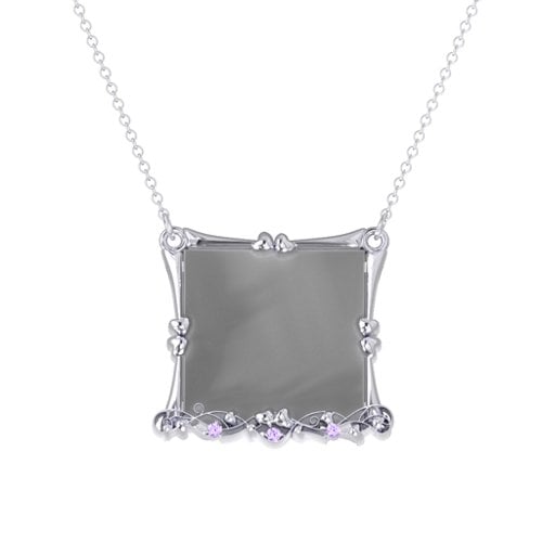 Fancy Square Photo Frame Necklace With Accents
