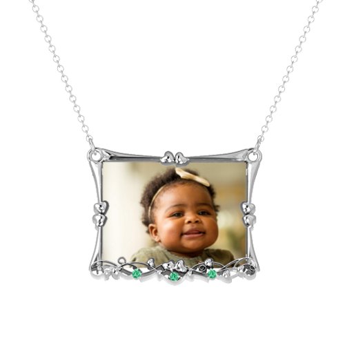 Fancy Rectangular Photo Frame Necklace With Accents
