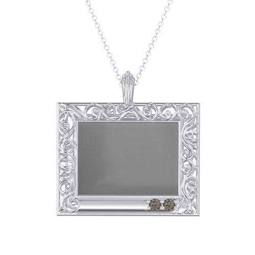 Rectangular Engravable Filligree Photo Frame Necklace