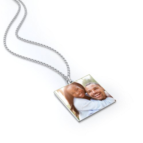 Square Frameless Photo Necklace – Sterling Silver