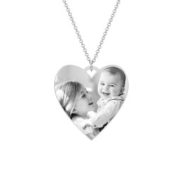 Photo Heart Pendant with Engravable Back