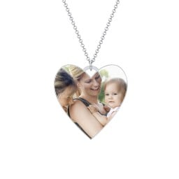 Photo Heart Pendant with Engravable Back
