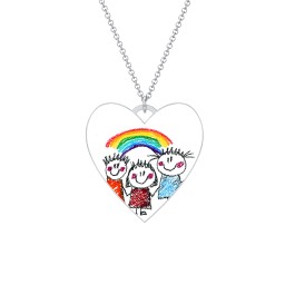 Photo Heart Pendant with Engravable Back in 925 Sterling Silver