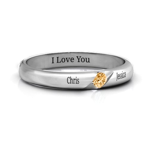 Women's Reveal Stone Grooved Ring
