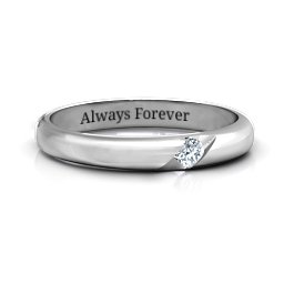 Women's Reveal Stone Grooved Ring in 925 Sterling Silver with Diamond