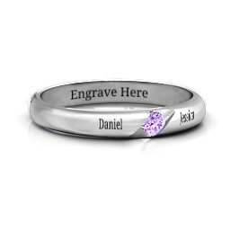 Women's Reveal Stone Grooved Ring in 925 Sterling Silver with Amethyst