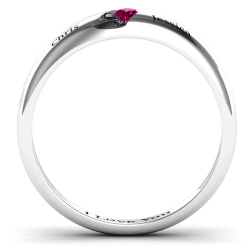 Women's Reveal Stone Grooved Ring – Sterling Silver with Ruby