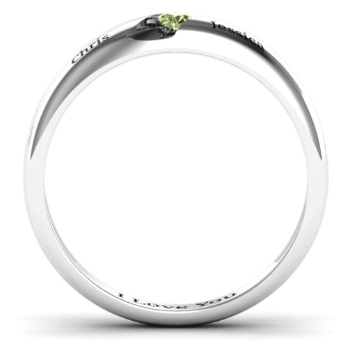 Women's Reveal Stone Grooved Ring – Sterling Silver with Peridot