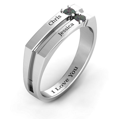 Women's Crevice Grooved Ring – Sterling Silver with Alexandrite