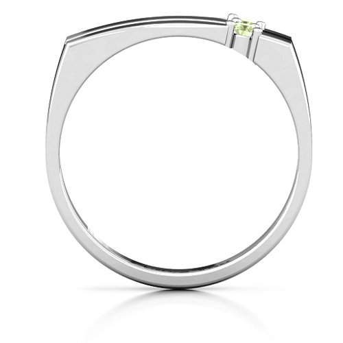 Women's Crevice Grooved Ring – Sterling Silver with Peridot