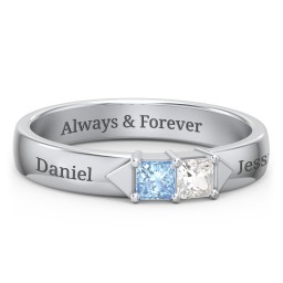 Timeless Romance Ring in 925 Sterling Silver with Blue Topaz and Cubic Zirconia