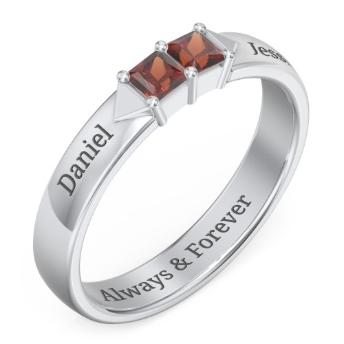 Timeless Romance Ring – Sterling Silver with Garnet