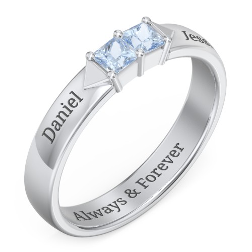 Timeless Romance Ring – Sterling Silver with Aquamarine