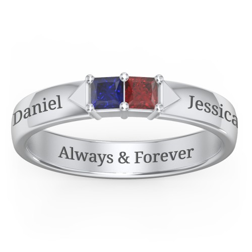 Timeless Romance Ring – Sterling Silver with Blue Sapphire and Garnet