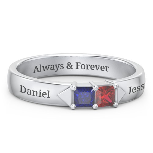 Timeless Romance Ring – Sterling Silver with Blue Sapphire and Garnet