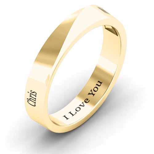 Women's Ridge Diagonal Peak Ring – 10K Yellow Gold
