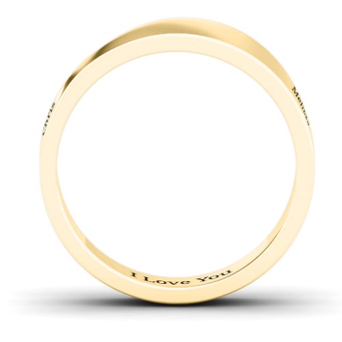 Women's Ridge Diagonal Peak Ring – 10K Yellow Gold