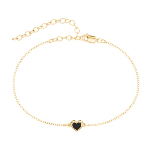 Heart Anklet with Cold Enamel – 18K Gold Plated Silver
