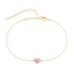 Heart Anklet with Cold Enamel in 18K Gold Plated Silver