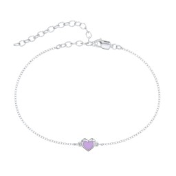 Heart Anklet with Cold Enamel in 925 Sterling Silver