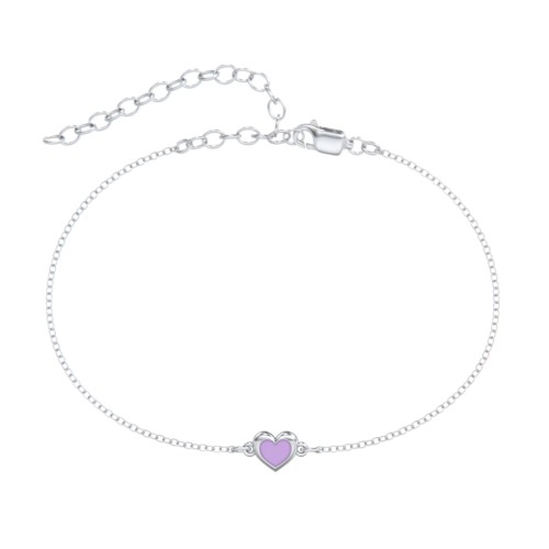 Heart Anklet with Cold Enamel – Sterling Silver