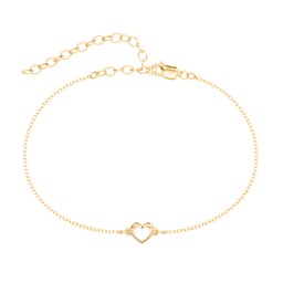 Heart Anklet with Cold Enamel in 18K Gold Plated Silver
