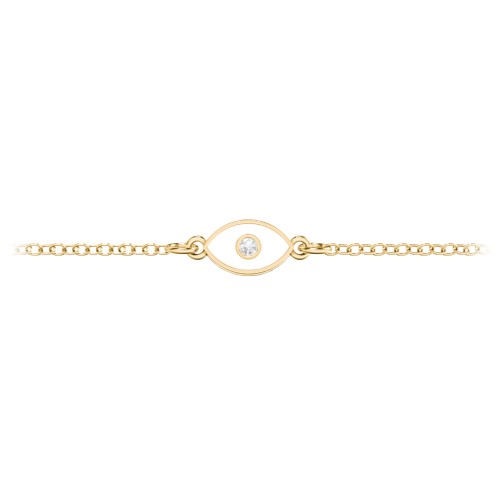 Evil Eye Anklet with Accent Stone and Cold Enamel – 18K Gold Plated Silver with White Premium Zirconia
