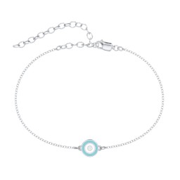 Round Evil Eye Anklet in 925 Sterling Silver with Lab Diamond
