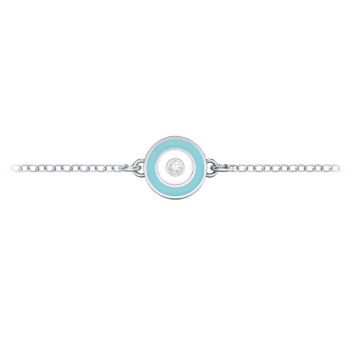 Round Evil Eye Anklet – Sterling Silver with Lab Diamond
