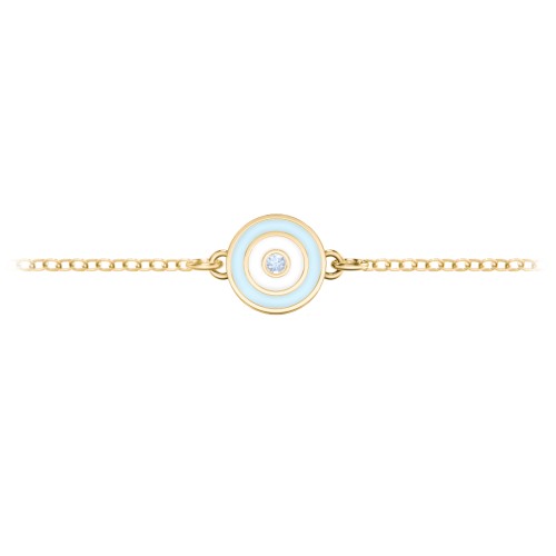 Round Evil Eye Anklet – 18K Gold Plated Silver with Fancy Blue Premium Zirconia