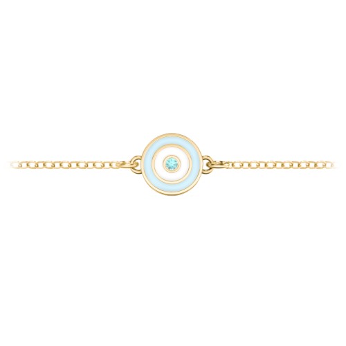 Round Evil Eye Anklet – 18K Gold Plated Silver with Mint Premium Zirconia