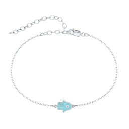 Hamsa Anklet with Accent Stone