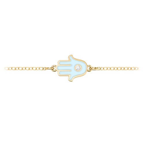 Hamsa Anklet with Accent Stone – 18K Gold Plated Silver with White Premium Zirconia