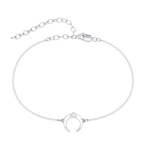 Crescent Horn Anklet with White Cold Enamel