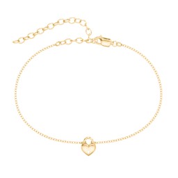 Heart Padlock Anklet in 18K Gold Plated Silver