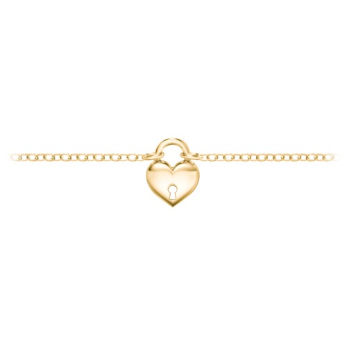 Heart Padlock Anklet – 18K Gold Plated Silver