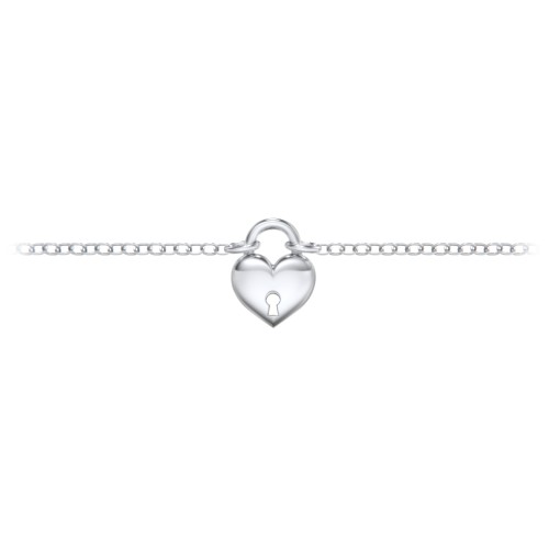 Heart Padlock Anklet – Sterling Silver