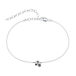 Cluster Bezel Set Stone Anklet in 925 Sterling Silver with Smokey Quartz and Black Premium Zirconia