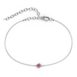 Bezel-Set Round Stone Station Anklet in 925 Sterling Silver with Ruby, Emerald, Pink Tourmaline, Blue Topaz, and Smokey Quartz