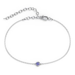 Bezel-Set Round Stone Station Anklet in 925 Sterling Silver with Blue Sapphire, Ruby, Emerald, Pink Tourmaline, Blue Topaz, and Smokey Quartz