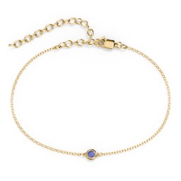 Bezel-Set Round Stone Station Anklet in 10K Solid Yellow Gold with Blue Sapphire, Ruby, Emerald, Pink Tourmaline, Blue Topaz, and Smokey Quartz