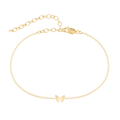 Butterfly Charm Anklet – 18K Gold Plated Silver